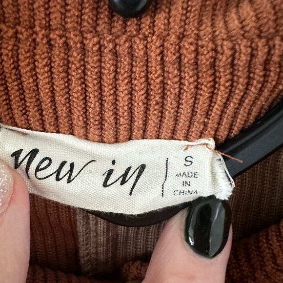 New In Colorblock Corduroy Peplum Shirt Jacket Brown Tan Button Women's Small - Picture 3 of 6